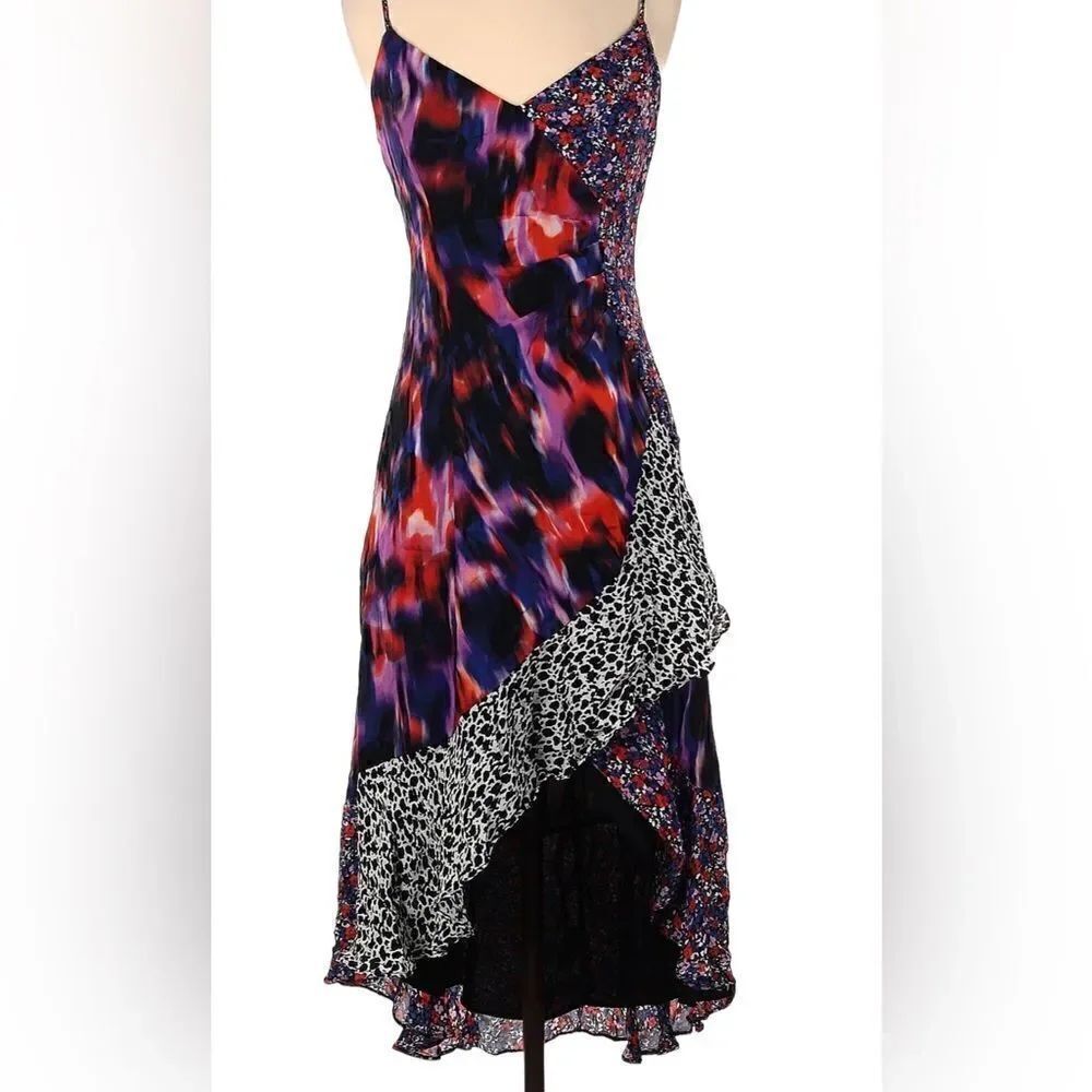 Parker Floral Animal Print Boho Silk Dress Size 6